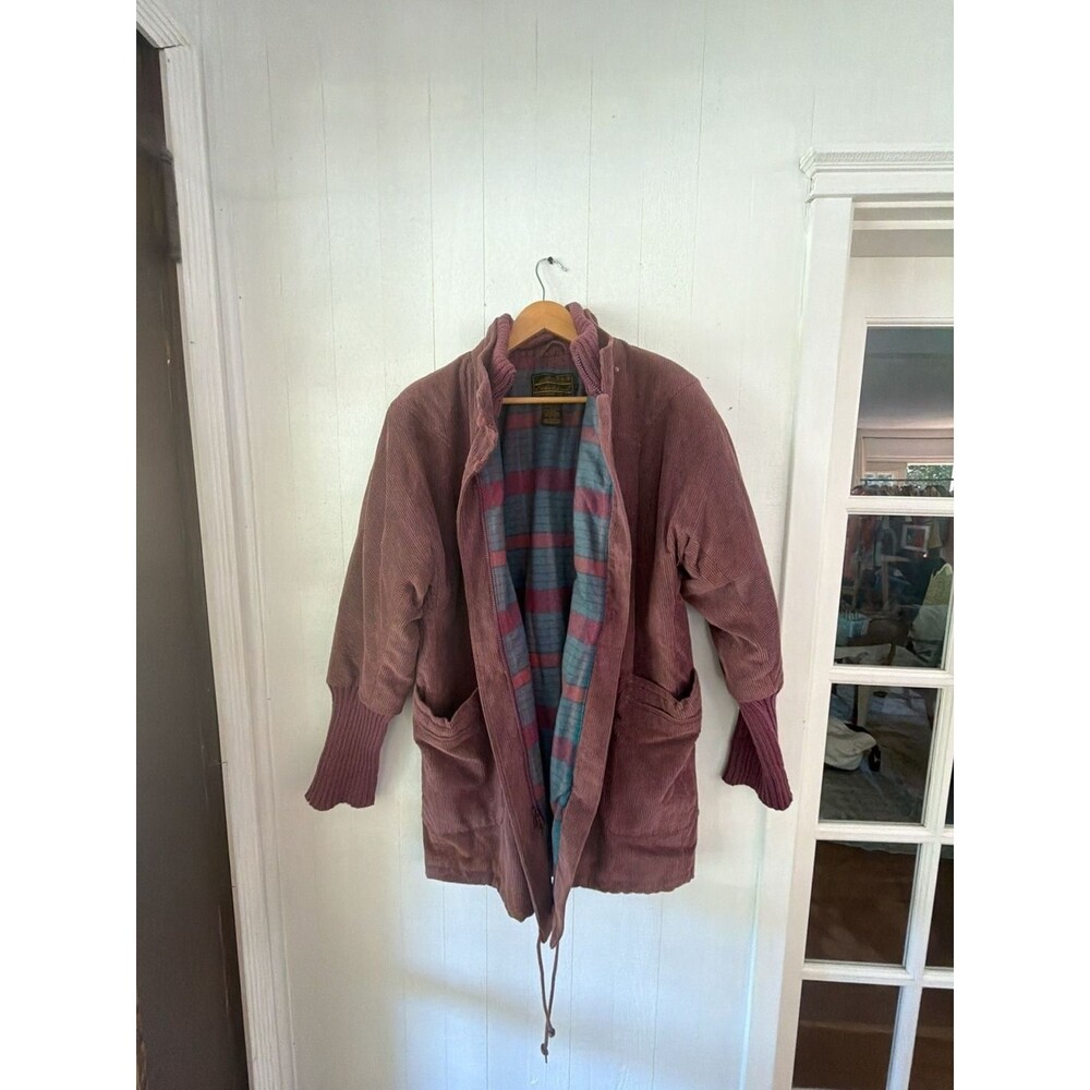 Eddie Bauer Vintage Corduroy Parka Jacket with Plaid Wool Lining Size M